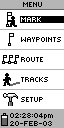 The eTrex system management menu