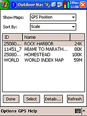 The maptech outdoor navigator chart selector