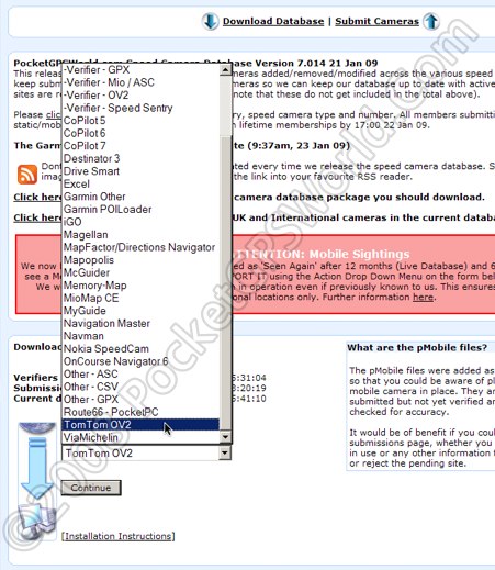 Database download choose